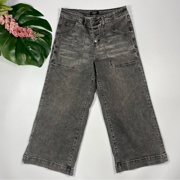 Oat New York Jeans Oat New York Highrise Wide Leg Crop Grey Black